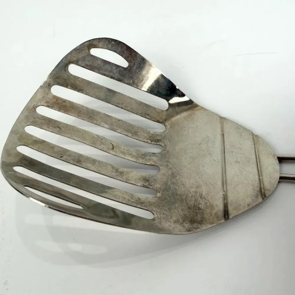 Vintage Metal Slotted Kitchen Fry Scoop 10 Inches
